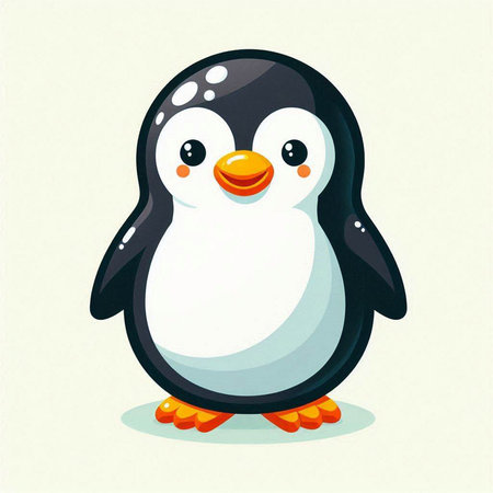 Cute cartoon penguin. Vector illustration isolated on white background.のイラスト素材