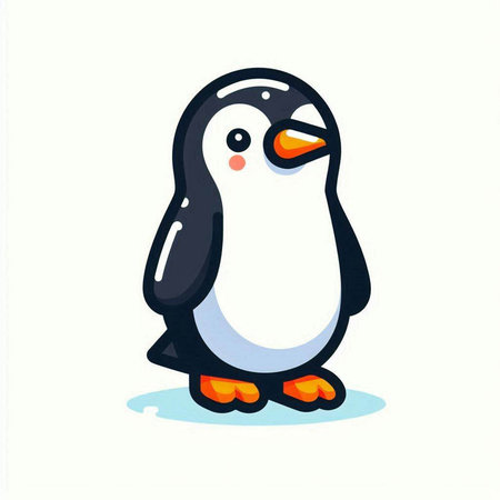 Cute cartoon penguin on a white background. Vector illustration.のイラスト素材