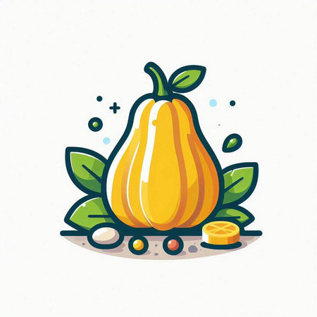 Papaya fruit icon. Vector illustration of fresh papaya.のイラスト素材