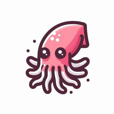 Illustration of a cute cartoon octopus on a white background.のイラスト素材