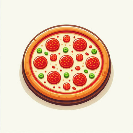 Illustration of a pizza isolated on a white background. Vector illustration.のイラスト素材