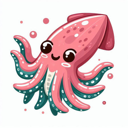 Cute cartoon octopus isolated on white background. Vector illustration.のイラスト素材