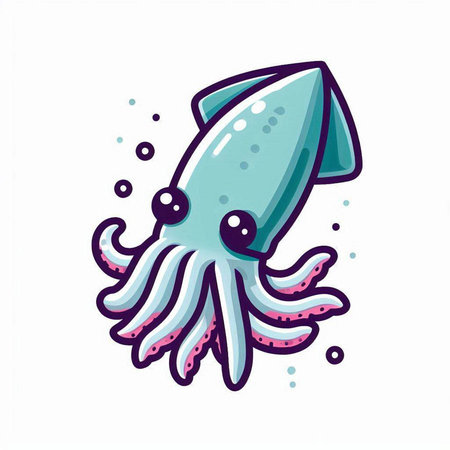 Cute cartoon octopus isolated on white background. Vector illustration.のイラスト素材