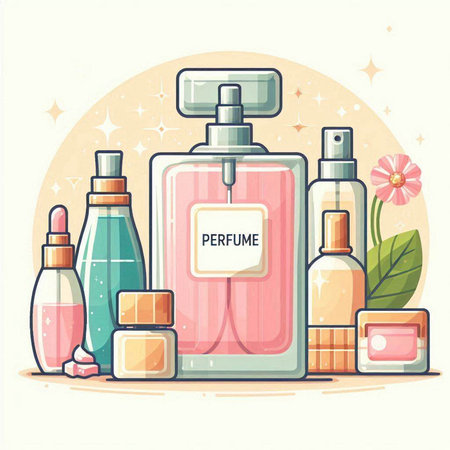 Perfume bottle. Perfume bottle vector illustration. Perfume bottle icon.のイラスト素材