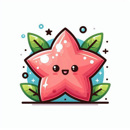 Cute star fruit character, vector flat cartoon style illustration icon design.のイラスト素材