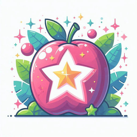 Apple with star in the center. Vector illustration on white background.のイラスト素材