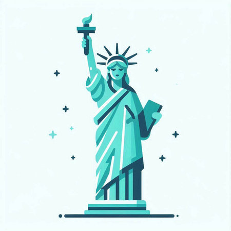 Statue of Liberty, New York City, USA. Flat style vector illustration.のイラスト素材