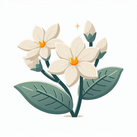 Illustration of white flowers on a white background. Vector illustration.のイラスト素材