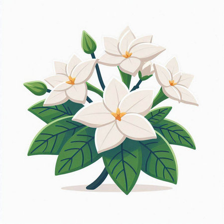 Illustration of white flowers on a white background. Vector illustration.のイラスト素材