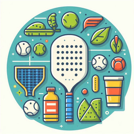 Sport and recreation concept. Vector illustration in flat style with sport equipment.のイラスト素材