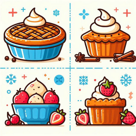Cake and muffin icon set, vector illustration, eps10のイラスト素材