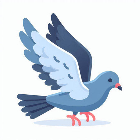 Pigeon. Dove of peace. Vector illustration in cartoon style.のイラスト素材