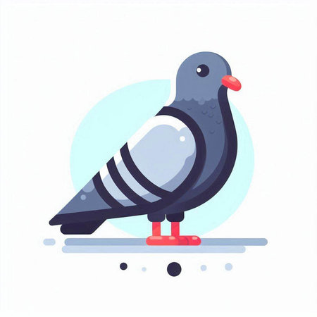 Pigeon on ice. Vector illustration in a flat style.のイラスト素材