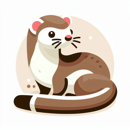 Cute little otter sitting on the ground. Vector illustration.のイラスト素材