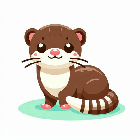 Cute cartoon otter on a white background. Vector illustration.のイラスト素材