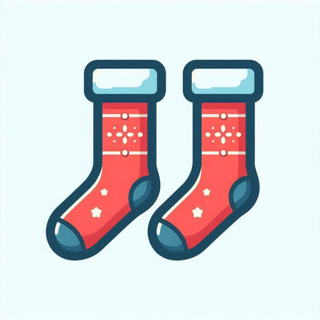 Christmas socks vector icon isolated on light blue background. Christmas socks icon.のイラスト素材