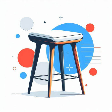 Modern bar stool on colorful background. Vector illustration in flat style.のイラスト素材