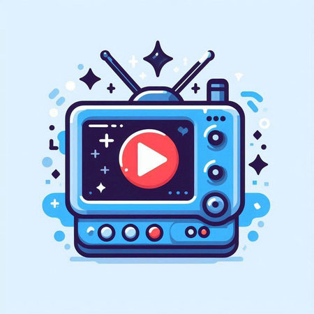 Retro TV vector illustration. Retro tv with play button and media player.のイラスト素材