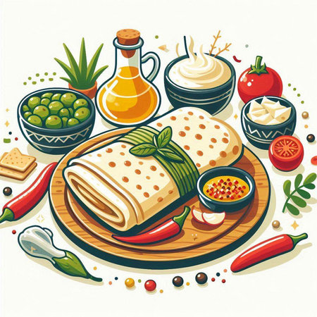 Mexican food. Vector illustration of a traditional mexican food.のイラスト素材
