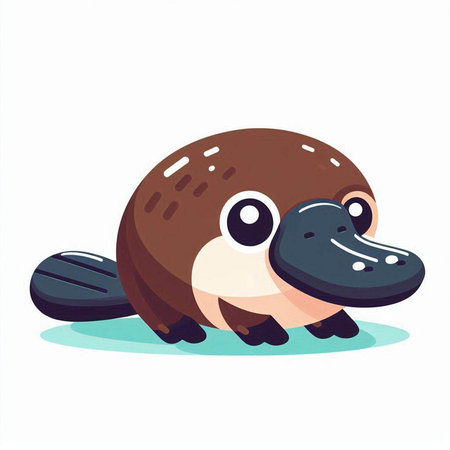 Cute cartoon platypus isolated on white background. Vector illustration.のイラスト素材
