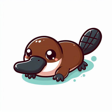 Cute baby platypus isolated on white background. Vector illustration.のイラスト素材