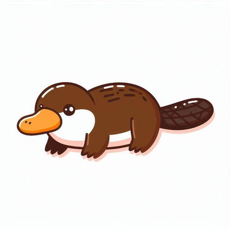 Cute cartoon platypus isolated on white background. Vector illustration.のイラスト素材