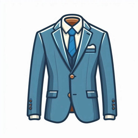 Blue suit on a mannequin isolated on white background. Vector illustration.のイラスト素材