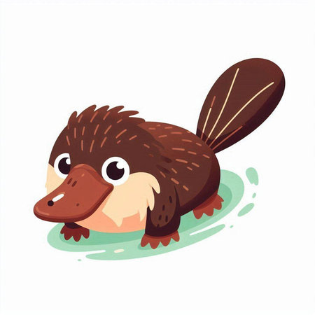 Cute cartoon platypus isolated on white background. Vector illustration.のイラスト素材