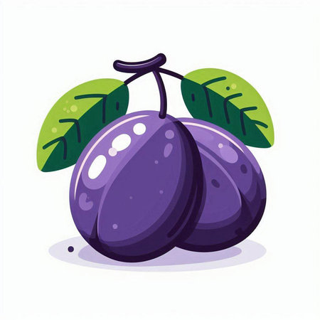 Plum fruit vector illustration isolated on white background. Vector illustration.のイラスト素材