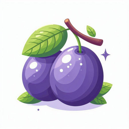 Plum vector illustration. Isolated on white background. Flat style.のイラスト素材