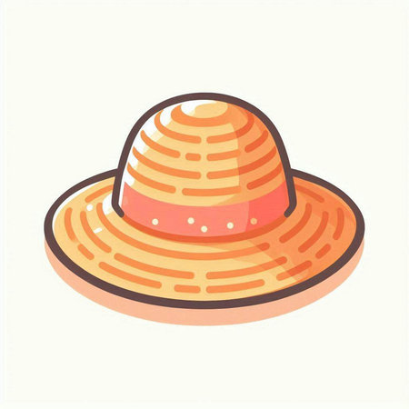 Summer hat icon. Vector illustration in flat style. Isolated on white background.のイラスト素材