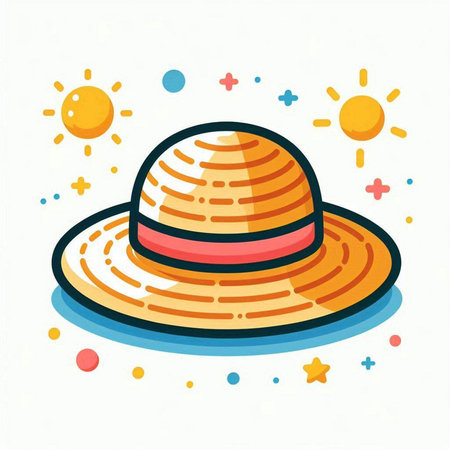 Illustration of summer hat on a white background. Vector illustration.のイラスト素材