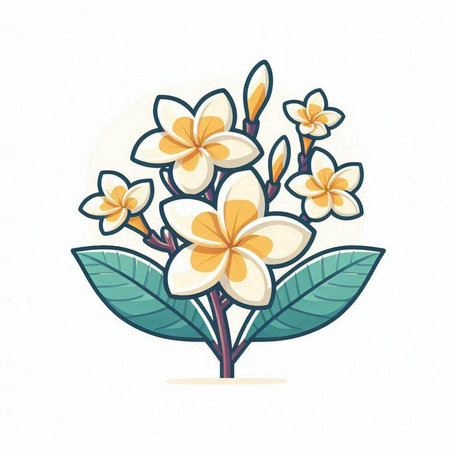 Frangipani flower on white background. Vector illustration in flat style.のイラスト素材