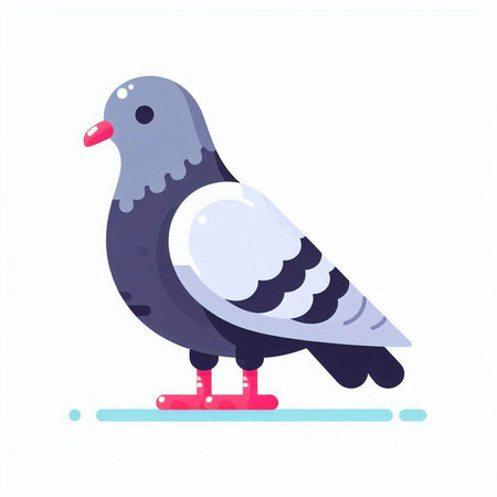 Pigeon flat vector illustration. Pigeon in cartoon style.のイラスト素材