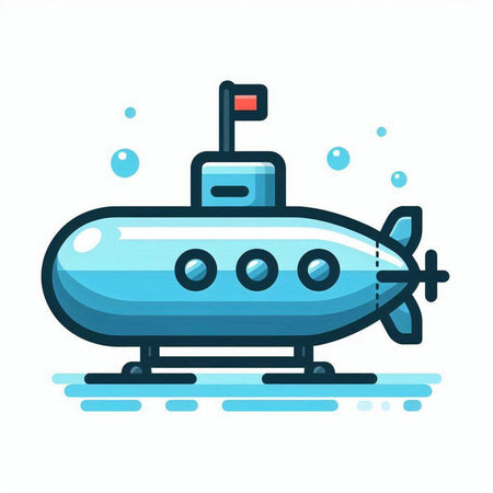 Submarine icon. Vector illustration in flat style. Isolated on white background.のイラスト素材