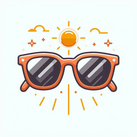 Sunglasses icon in flat style. Vector illustration. Isolated on white background.のイラスト素材
