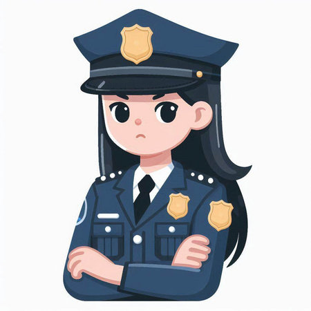 Policewoman in uniform. Vector illustration in cartoon style.のイラスト素材