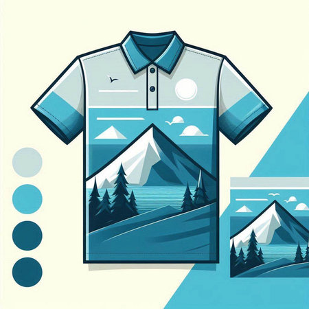 t-shirt design with mountains and pine trees in retro style, vector illustrationのイラスト素材