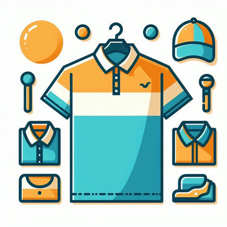 Men's clothing and accessories icons set. Flat style vector illustration.のイラスト素材