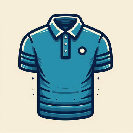 Blue polo shirt isolated on white background. Vector hand drawn illustration.のイラスト素材