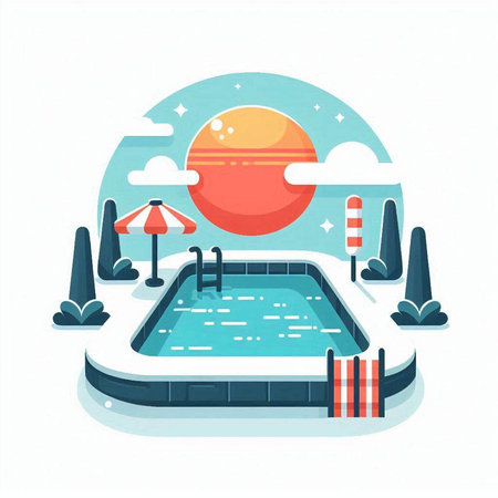 Swimming pool in flat style. Vector illustration in a flat style.のイラスト素材