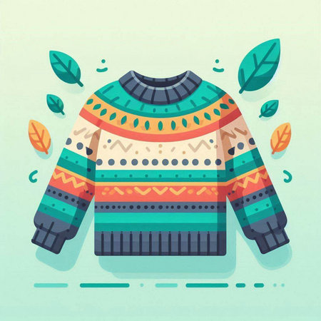 Vector illustration of a sweater with a pattern in the style of flat designのイラスト素材