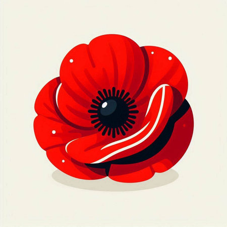 Red poppy flower on a white background. Vector illustration in flat style.のイラスト素材
