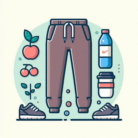 Fitness and healthy lifestyle. Vector illustration in flat linear style.のイラスト素材
