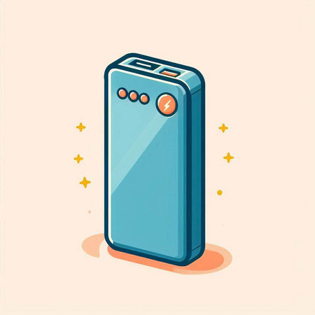 Illustration of a power bank on a light background. Vector illustrationのイラスト素材