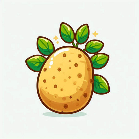Cute cartoon orange fruit with green leaves isolated on white background. Vector illustration.のイラスト素材