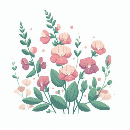 Vector illustration of a bouquet of pink flowers on a white backgroundのイラスト素材