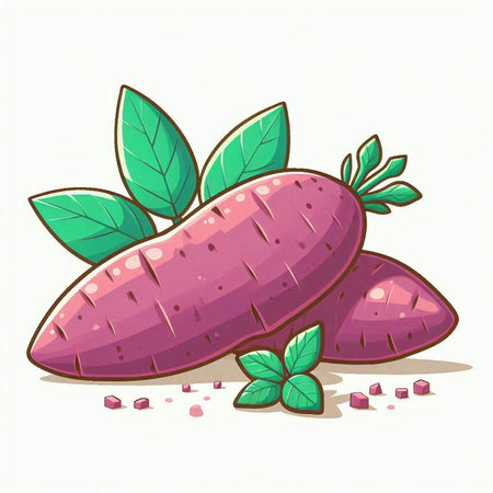 Sweet potato isolated on white background. Vector illustration. Eps 10.のイラスト素材