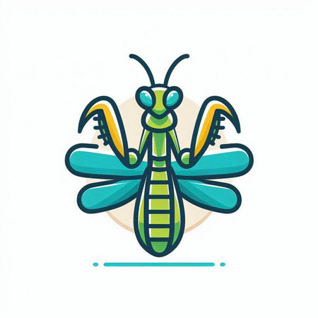 Mantis icon, vector illustration. Flat design style. Insect icon.のイラスト素材