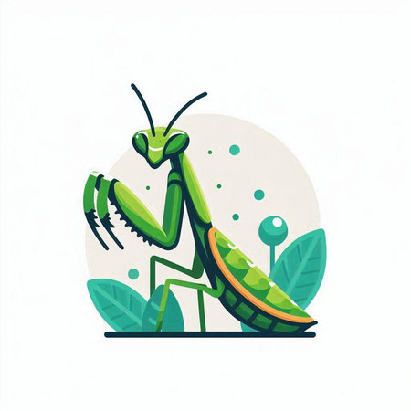 Praying mantis. Vector illustration in flat cartoon style.のイラスト素材